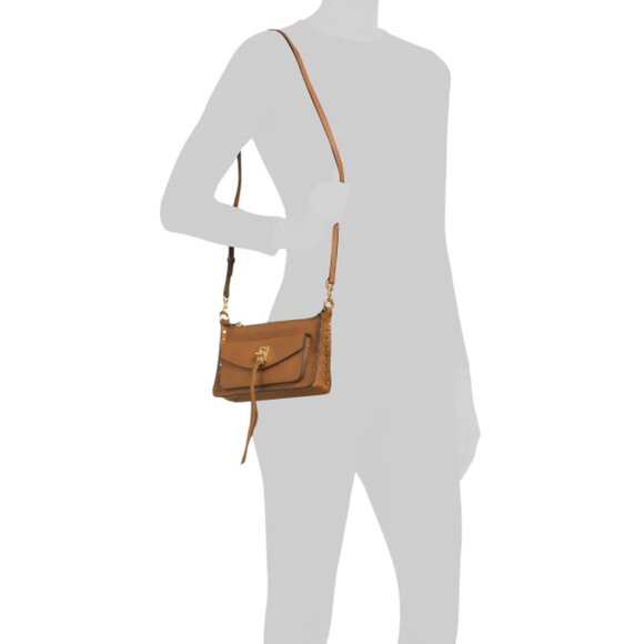 REBECCA MINKOFF Caramel Darren Mini Top Zip Leather Crossbody - Picture 2 of 2